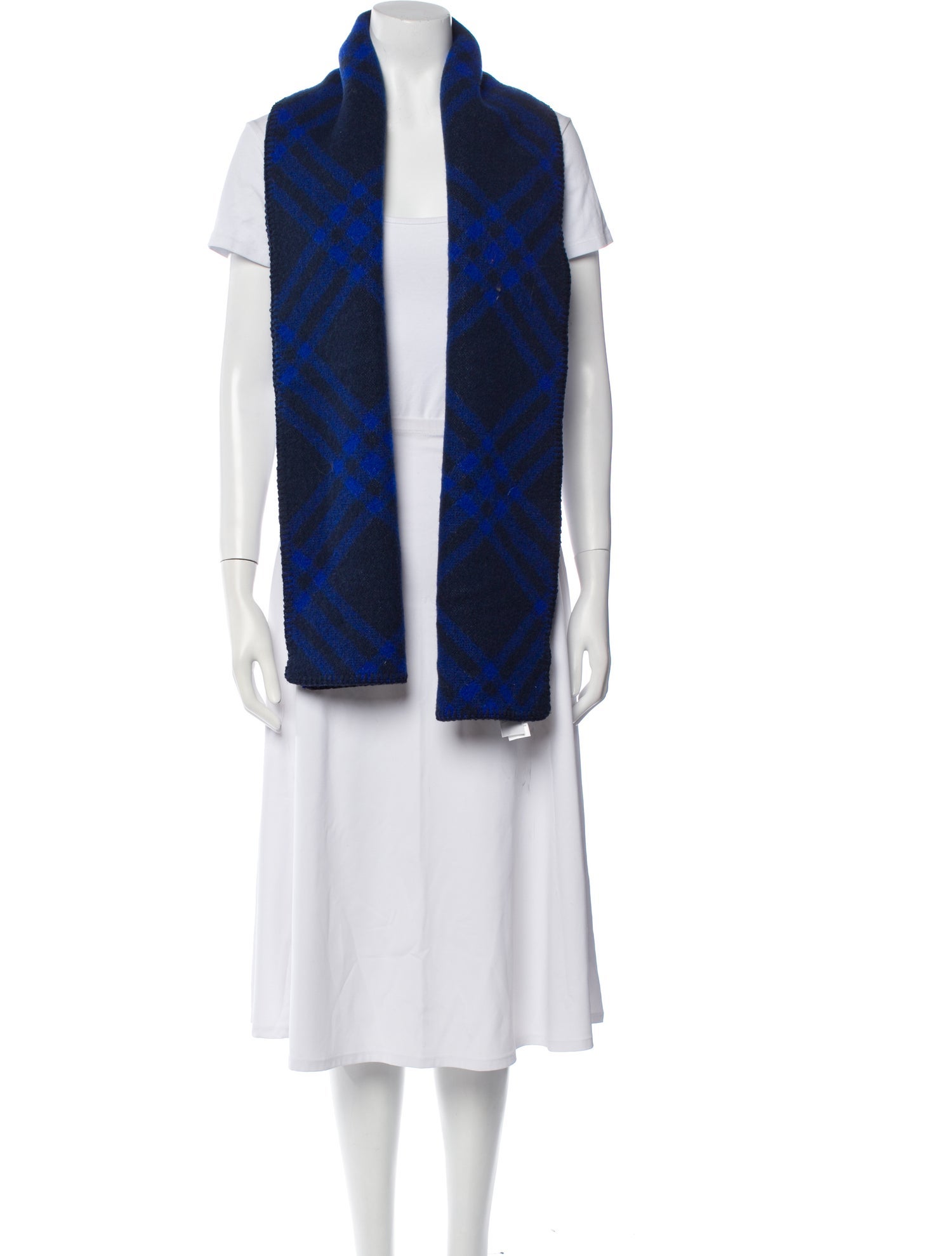 Burberry Wool Plaid Print Scarf